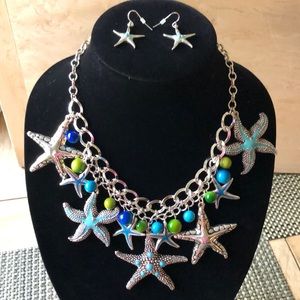 NWOT! Lightweight metal starfish necklace & earring set